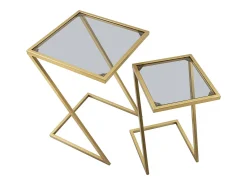 Conjunto de Mesitas Auxiliares VKH562, Oro, 40x40x60 cm, Kendra Home