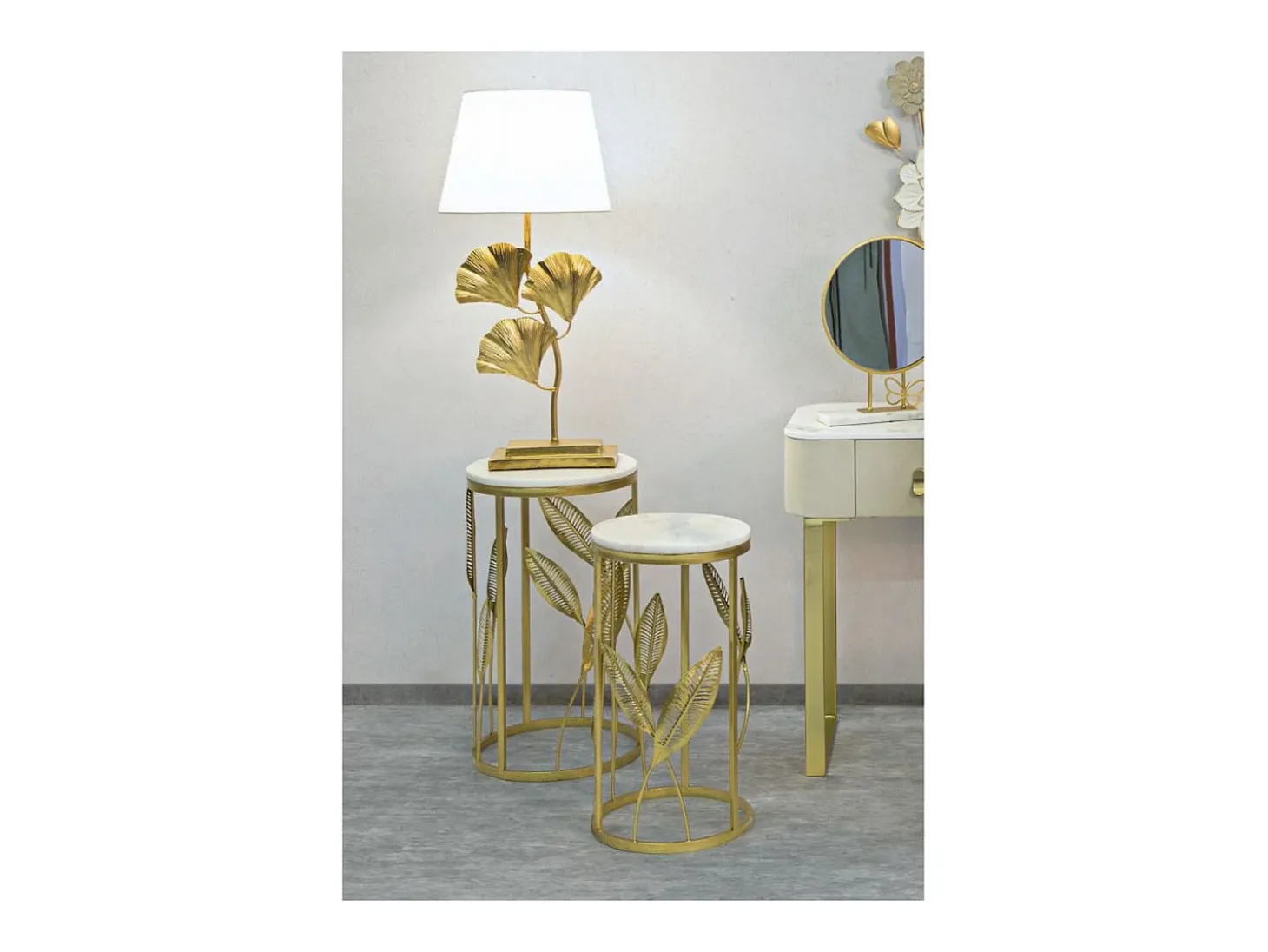 Conjunto de Mesitas Auxiliares Gogli, Oro, 35x35x65,5 cm, Kendra Home