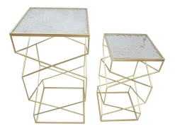 Conjunto de Mesitas Auxiliares VKH595, Oro, 50x50x100 cm, Kendra Home