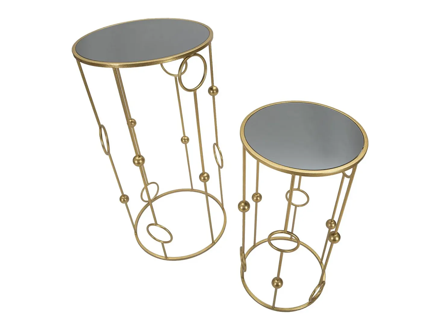 Conjunto de Mesitas Auxiliares Círculos 35, Oro, 50x50x100 cm, Kendra Home