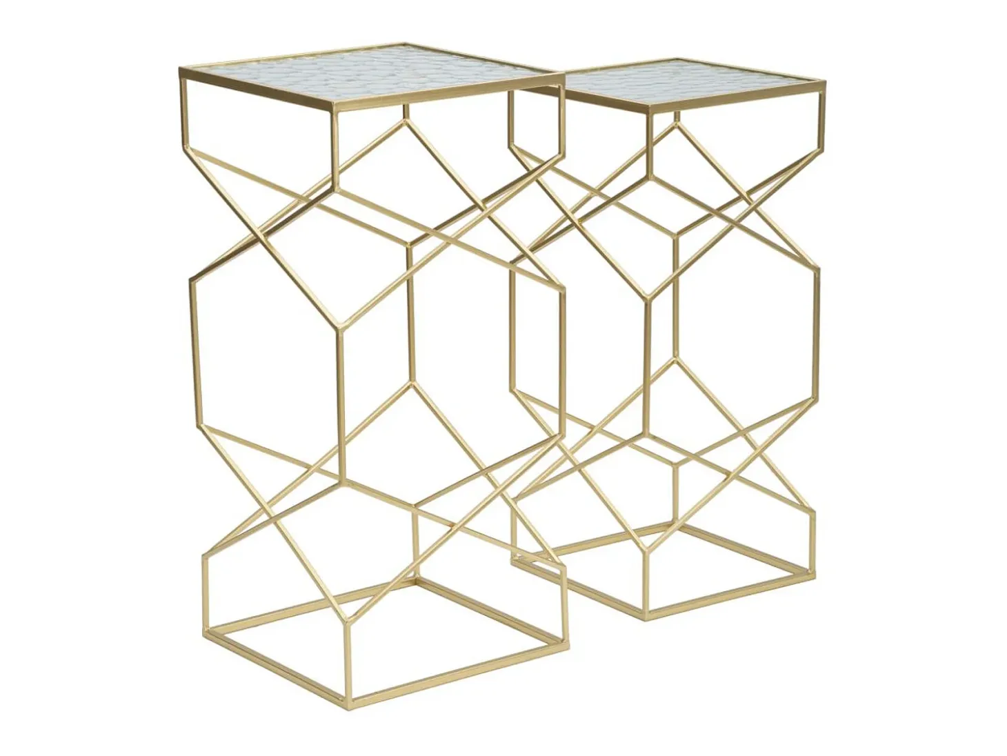 Conjunto de Mesitas Auxiliares VKH565, Oro, 31,5x31,5x68 cm, Kendra Home