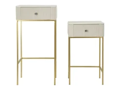 Conjunto de Mesitas Auxiliares VKH771, Beige, 45x45x90 cm, Kendra Home