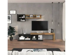 Conjunto de mueble de TV Chronos en antracita mate y roble 190/350x40 cm