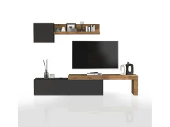 Conjunto de mueble de TV Chronos en antracita mate y roble 190/350x40 cm