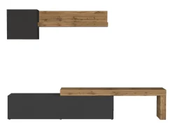 Conjunto de mueble de TV Chronos en antracita mate y roble 190/350x40 cm