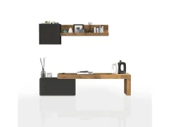 Conjunto de mueble de TV Chronos para salón, color antracita mate y roble, 180/260 x 40 cm