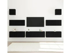 Conjunto de mueble de TV de 7 piezas Roble negro 100 x 30 x 30 cm