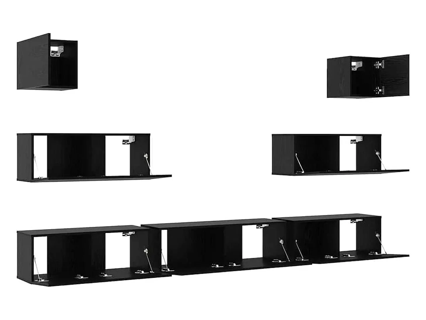Conjunto de mueble de TV de 7 piezas Roble negro 100 x 30 x 30 cm