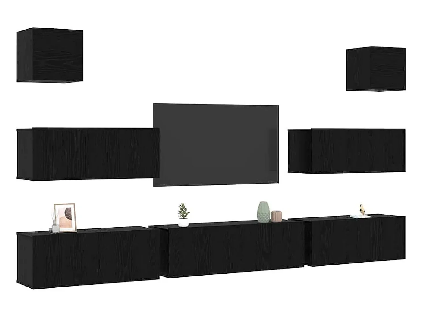 Conjunto de mueble de TV de 7 piezas Roble negro 100 x 30 x 30 cm