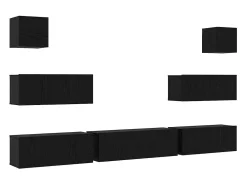 Conjunto de mueble de TV de 7 piezas Roble negro 100 x 30 x 30 cm