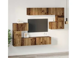 Conjunto de mueble de TV de 8 piezas, madera antigua, 80 x 30 x 30 cm