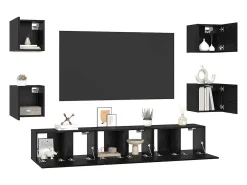 Conjunto de mueble de TV de 7 piezas Roble negro Mediano 180 x 30 x 30 cm