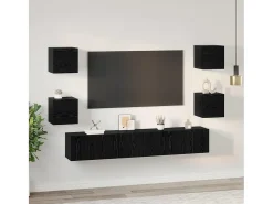 Conjunto de mueble de TV de 7 piezas Roble negro Mediano 180 x 30 x 30 cm