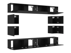Conjunto de mueble de TV de 8 piezas Roble negro 100 x 30 x 30 cm