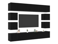 Conjunto de mueble de TV de 8 piezas Roble negro 100 x 30 x 30 cm