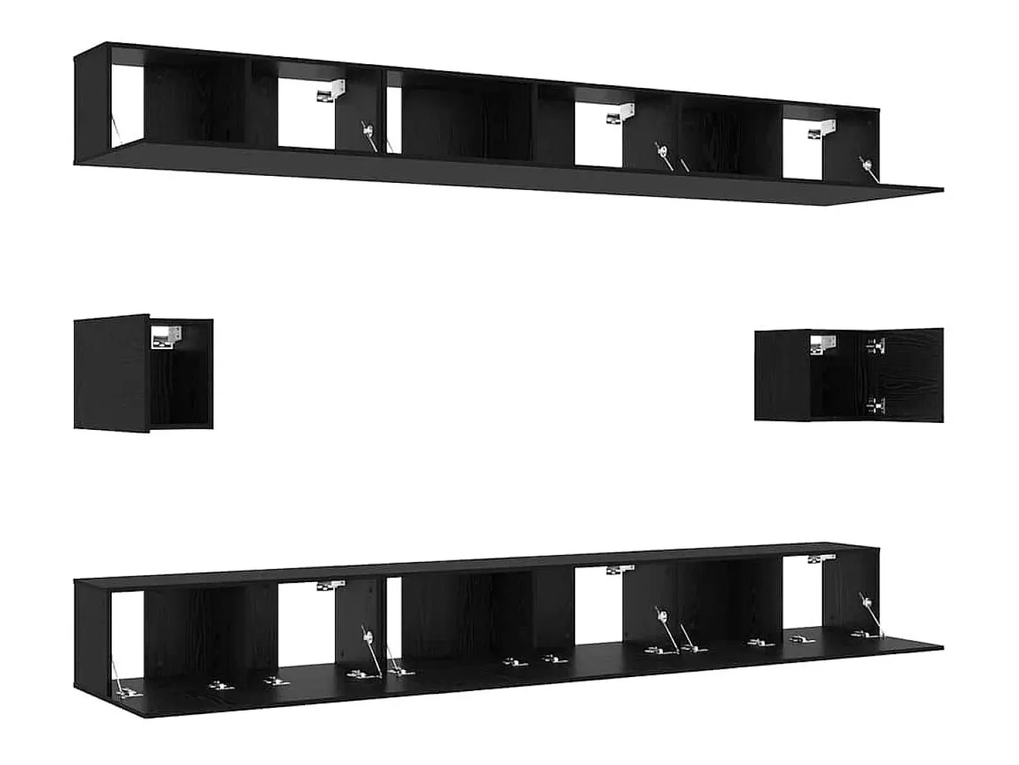 Conjunto de mueble de TV de 8 piezas Roble negro 100 x 30 x 30 cm