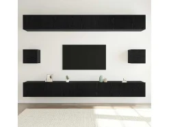 Conjunto de mueble de TV de 8 piezas Roble negro 100 x 30 x 30 cm