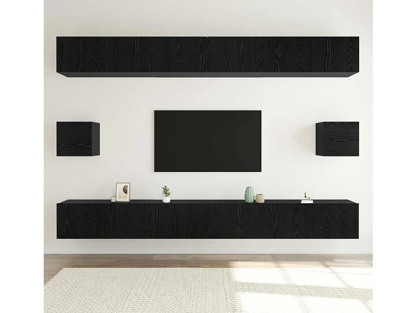 Conjunto de mueble de TV de 8 piezas Roble negro 100 x 30 x 30 cm