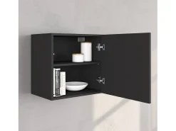 Conjunto de mueble de TV Chronos para salón en gris antracita mate y roble 180/290x40 cm