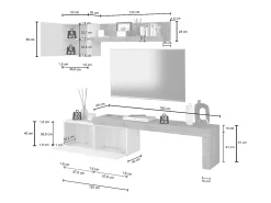 Conjunto de mueble de TV Chronos para salón en gris antracita mate y roble 180/290x40 cm