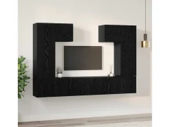 Conjunto de mueble de TV de 7 piezas Roble negro 180 x 30 x 120 cm