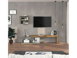 Conjunto de mueble de TV Chronos en topo mate y roble 180/290x40 cm
