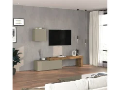 Conjunto de mueble de TV Chronos en topo mate y roble 180/290x40 cm