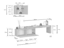 Conjunto de mueble de TV Chronos en topo mate y roble 180/290x40 cm