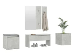 Conjunto de muebles de pasillo de madera de ingeniería de hormigón gris