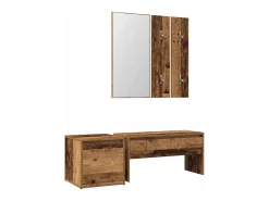 Conjunto de muebles de pasillo de madera vieja de ingeniería de madera
