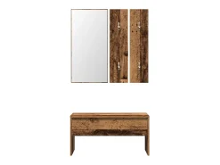 Conjunto de muebles de pasillo de madera vieja de ingeniería de madera