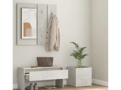 Conjunto de muebles de pasillo de madera de ingeniería de hormigón gris