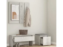Conjunto de muebles de pasillo de madera de ingeniería de hormigón gris