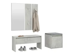 Conjunto de muebles de pasillo de madera de ingeniería de hormigón gris