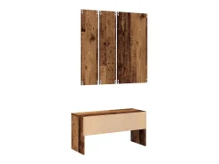 Conjunto de muebles de pasillo de madera vieja de ingeniería de madera