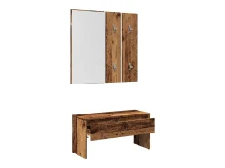 Conjunto de muebles de pasillo de madera vieja de ingeniería de madera