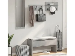 Conjunto de muebles de pasillo de 4 piezas de madera de ingeniería de hormigón gris