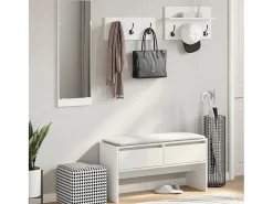 Conjunto de muebles de pasillo de 4 piezas de madera de ingeniería blanca