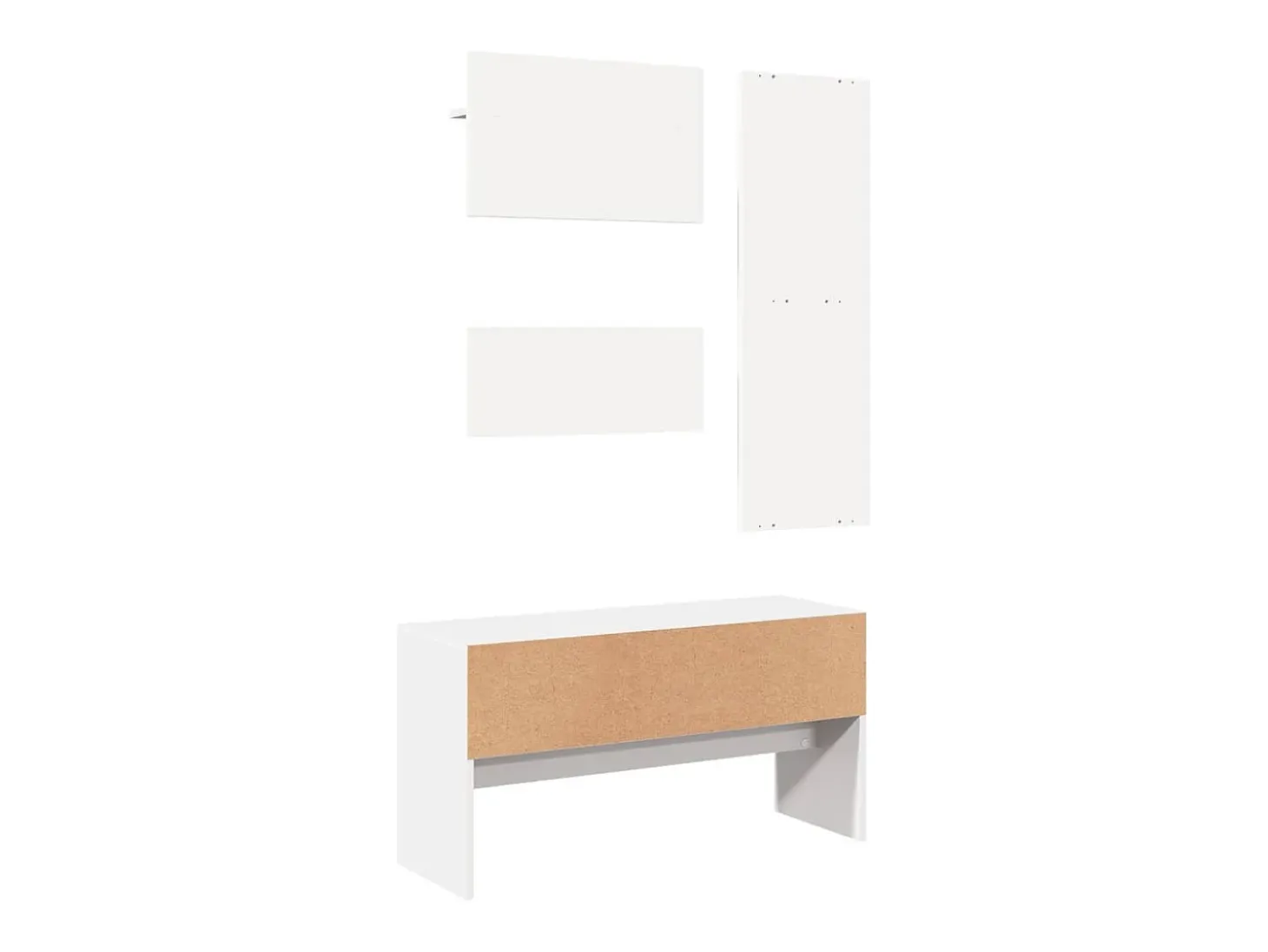 Conjunto de muebles de pasillo de 4 piezas de madera de ingeniería blanca