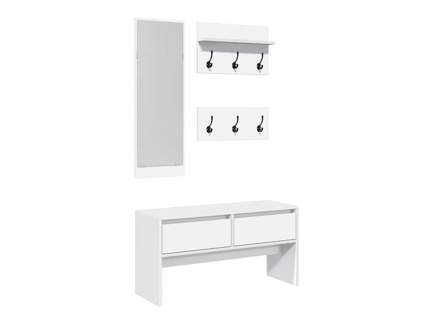 Conjunto de muebles de pasillo de 4 piezas de madera de ingeniería blanca
