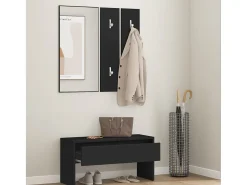 Conjunto de muebles de pasillo de madera de ingeniería negra
