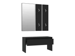 Conjunto de muebles de pasillo de madera de ingeniería negra