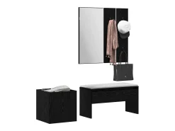 Conjunto de muebles de recibidor de 5 piezas en roble negro y plata