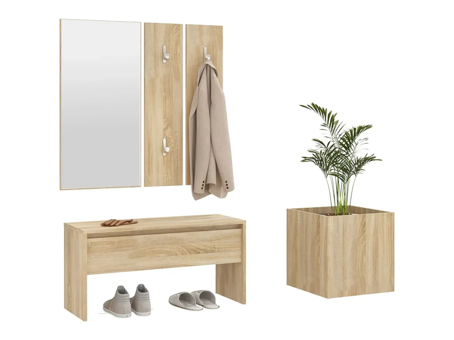 Conjunto de muebles de recibidor de madera de ingeniería de roble Sonoma