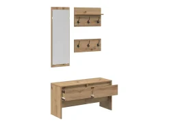 Conjunto de muebles de recibidor de 4 piezas en madera artesanal de roble