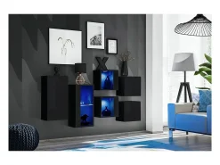 Conjunto de muebles de sala SWITCH SBIV diseño. Color negro brillante. Sistema LED integrado.
