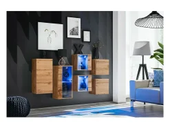 Conjunto de muebles de sala SWITCH SBIV diseño. Color roble. Sistema LED integrado.