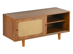 Conjunto de recibidor de ratán, cómoda y zapatero, MDF, nogal (147,5 x 50,2 x 12 cm)