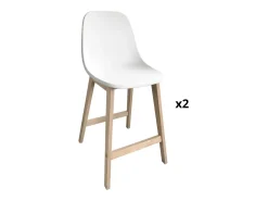 Conjunto de sillas de isla y bar de roble con asiento de plástico de 65cm ELIOS