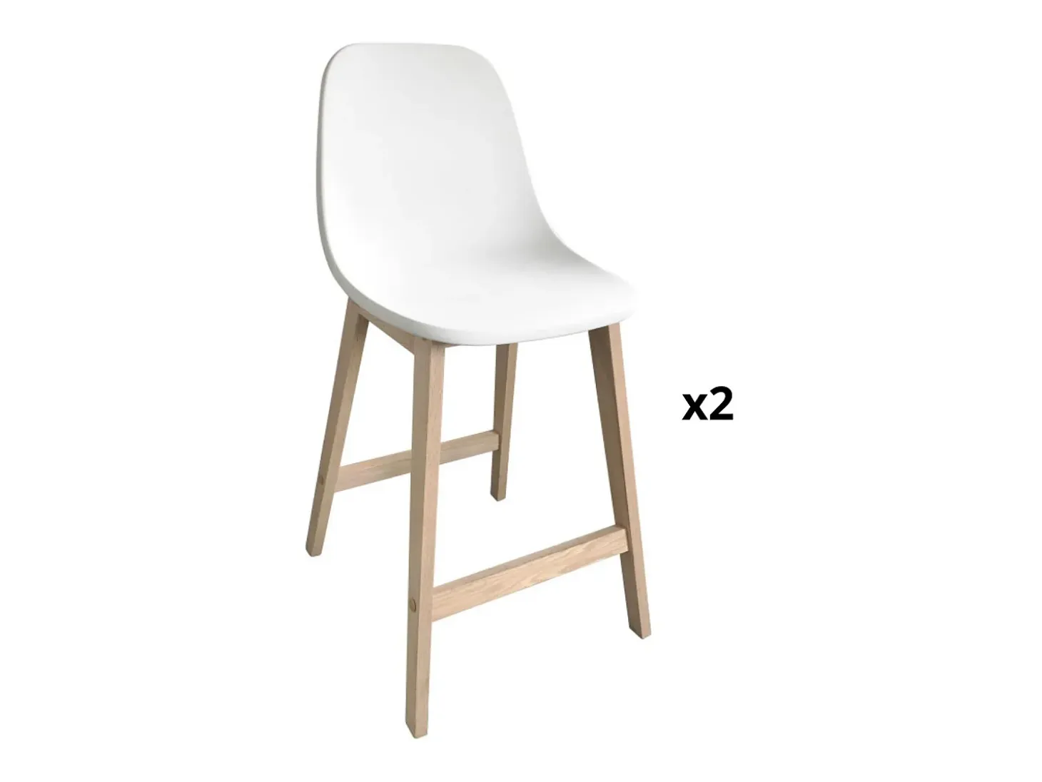 Conjunto de sillas de isla y bar de roble con asiento de plástico de 65cm ELIOS